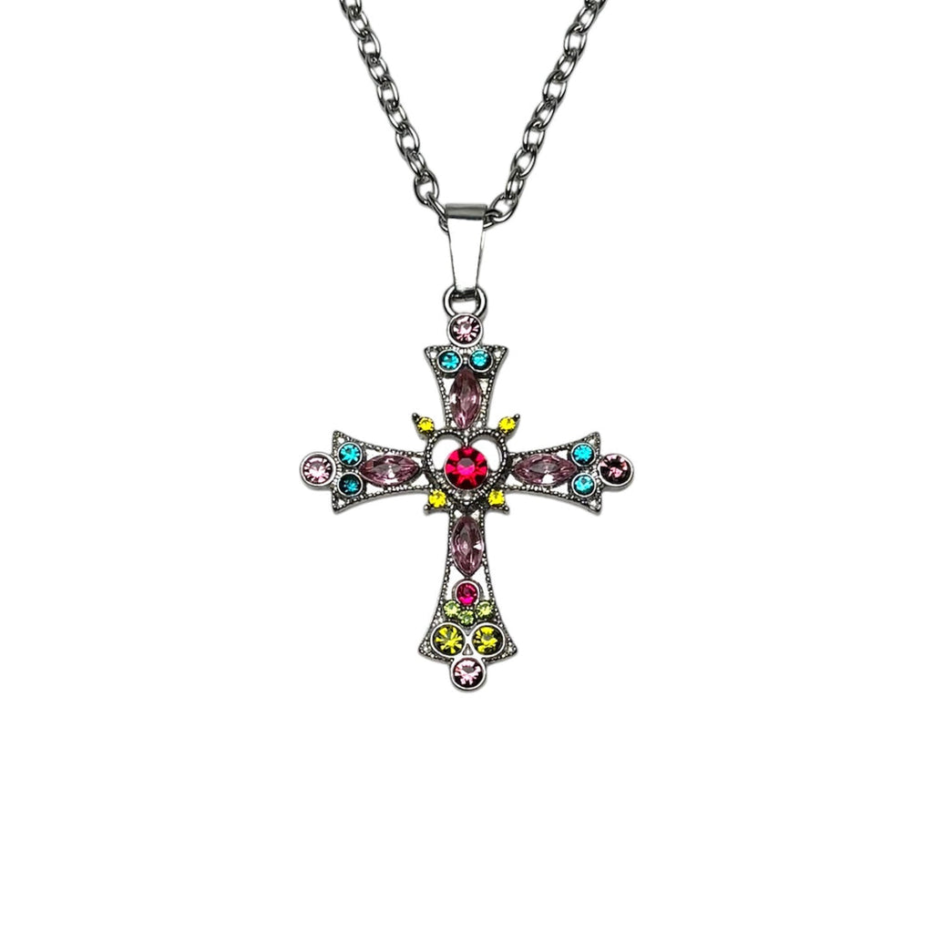 Crystal Heart Cross Necklace