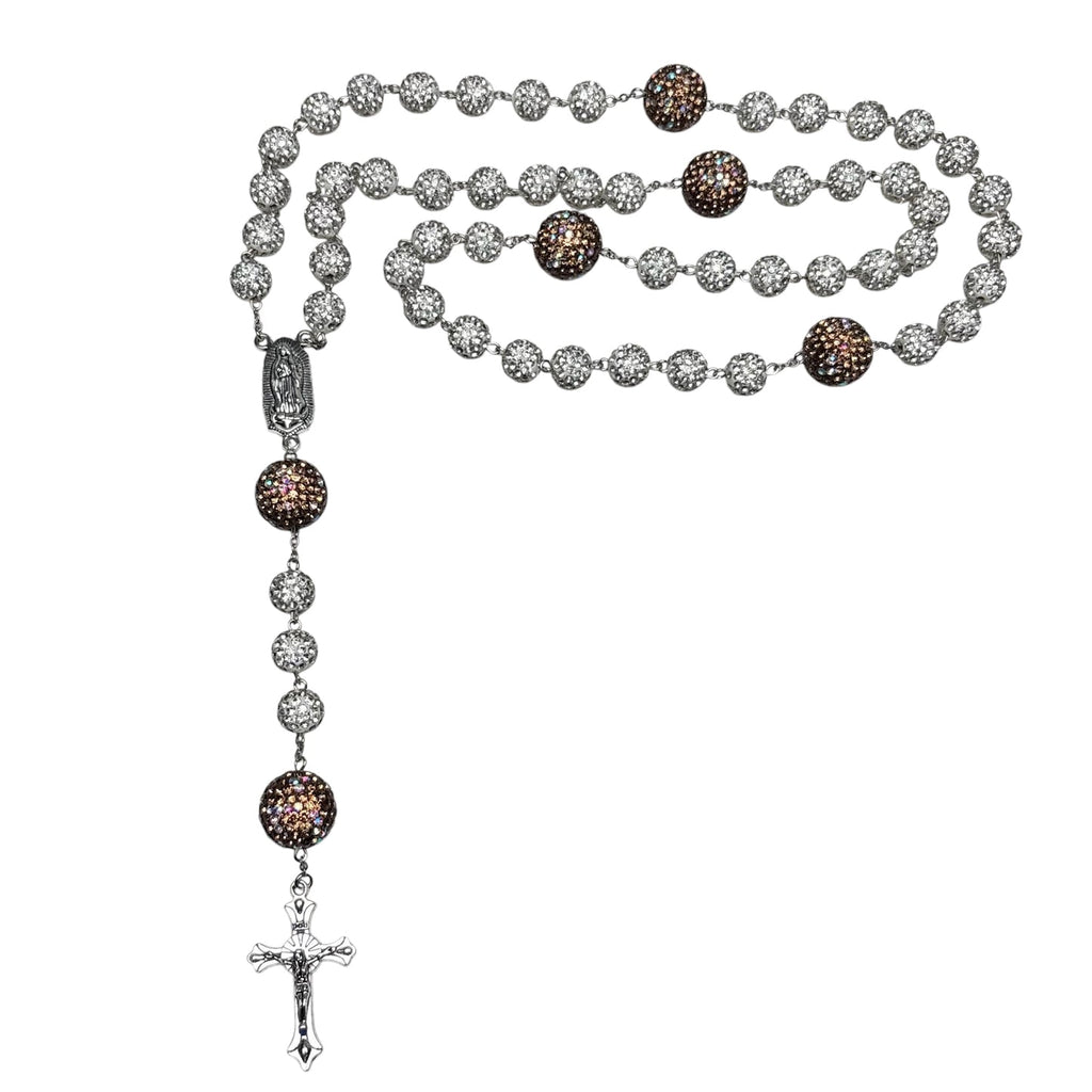 Brown Solid Rhinestone Rosary