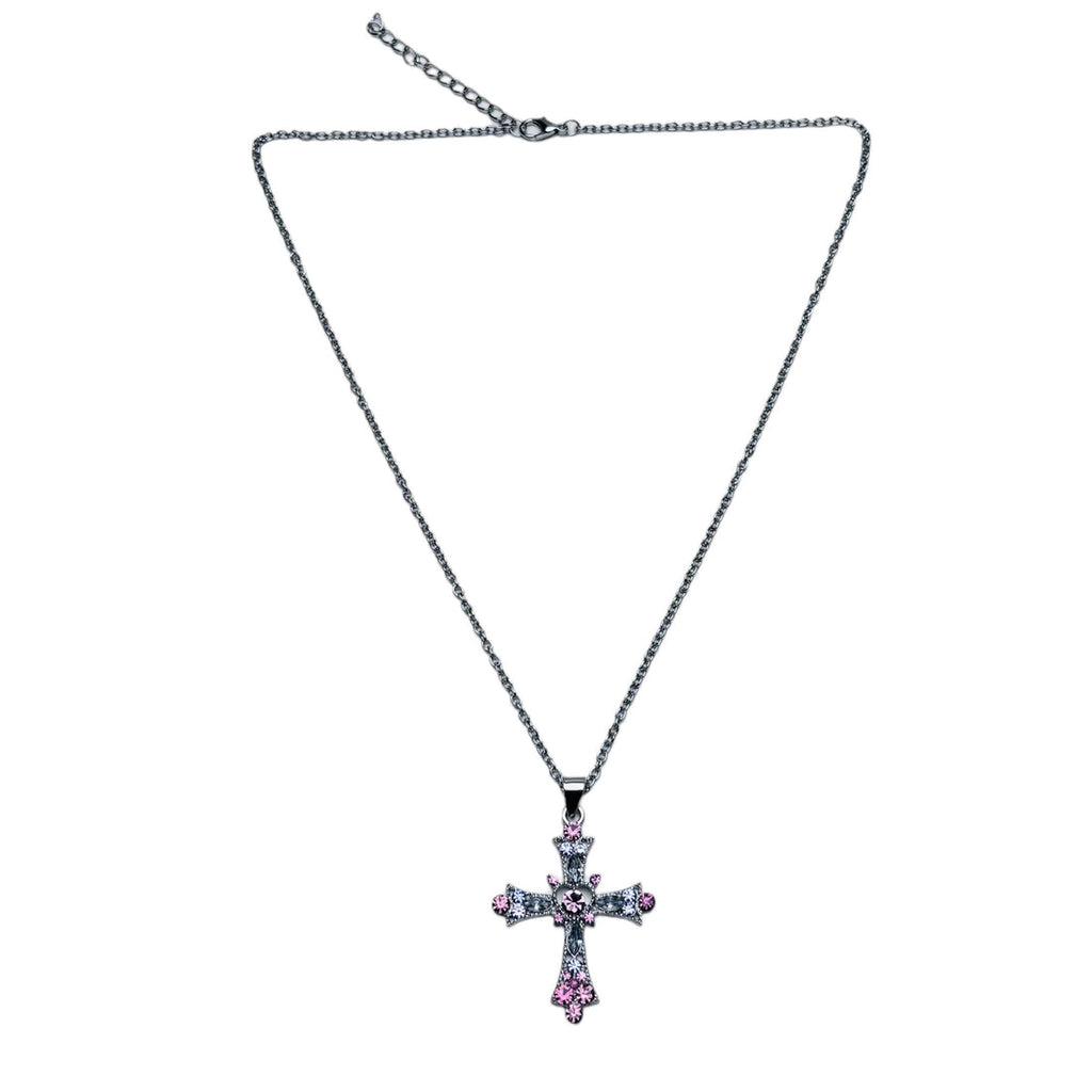 Crystal Heart Cross Necklace