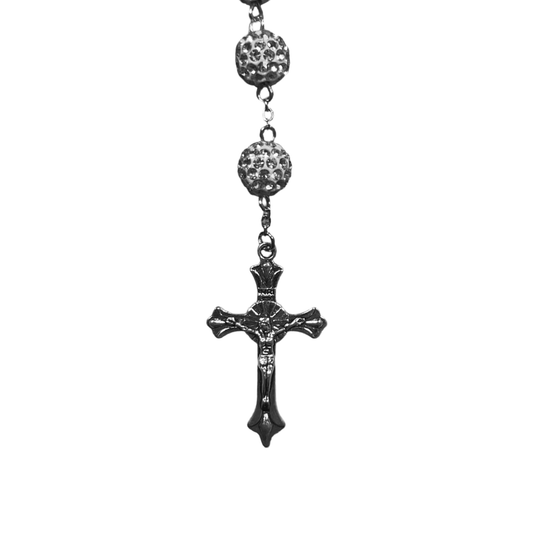 Silver Rhinestone Rosary